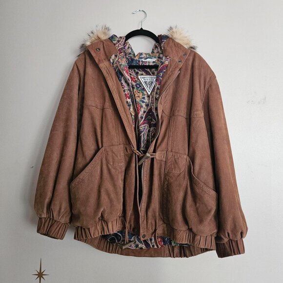 J.Percy For Marvin Richards Brown Soft Leather Parka Jacket Coat Fur Trim - Picture 1 of 5